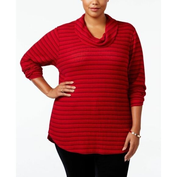 STYLE & CO. Plus Size Cowl Neck Red Thermal Top NWT 3X - Picture 7 of 10